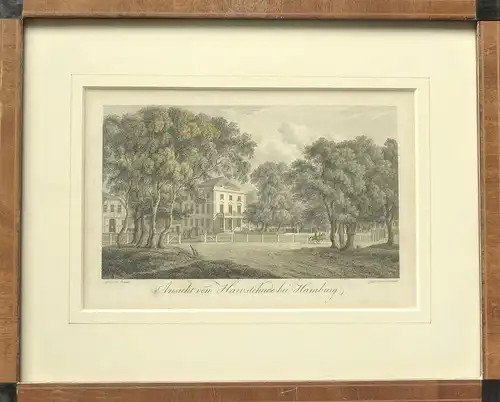 Ansicht von Harvestehude bei Hamburg. Teilkolorierter Kupferstich von [Johann Karl] Schleich nach [Anton] Radl