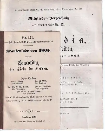 Krankenlade von 1865, genannt: Concordia, die Liebe im Leiden (No. 371). 