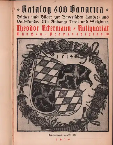 Sammelband von 6 Antiquariats-Katalogen aus den Zwanziger Jahren zum Thema Landeskunde Süddeutschland. 