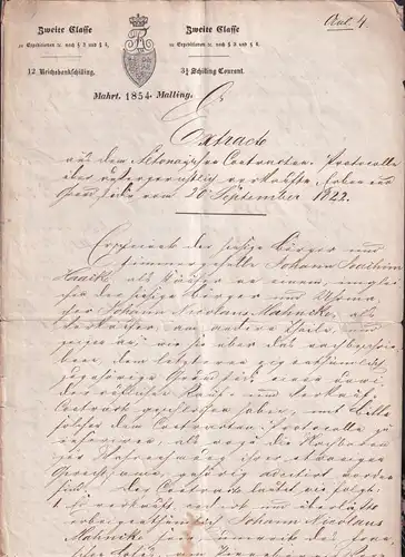 Extracto aus dem Altonaischen Contracten-Protocolle über außergerichtlich verkaufte Erben und Grundstücke vom 20. September 1822. 