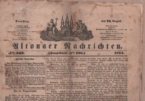 Altonaer Nachrichten. NR. 203 (Hauptblatt No. 136), Dienstag, den 29. März 1854. 