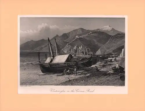 Ventimiglia on the Cornice Road. Stahlstich von A. Krausse nach einer Zeichnung von Henry Fenn