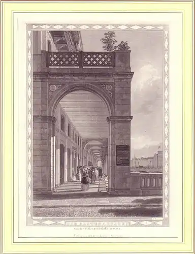 Die Alsterarcaden, von der Schleusenbrücke gesehen. Stahlstichansicht von J. Gray nach Wulf. (Aus "Hamburg und seine Umgebungen im 19ten Jahrhundert")