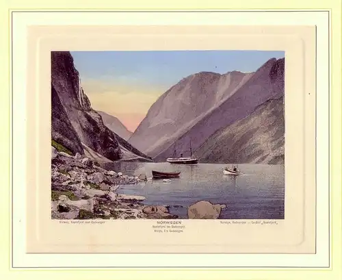 Norwegen. Naerofjord bei Gudvangen. Kolorierte Heliogravüre