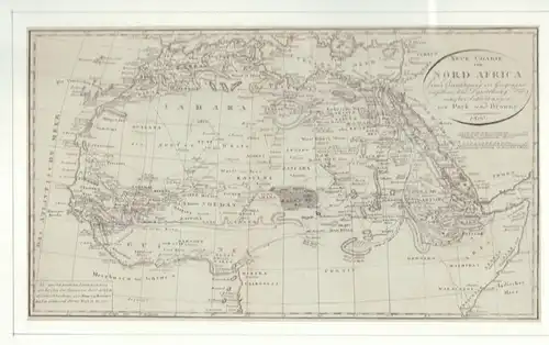 Neue Charte von Nord Africa. Ein Berichtigung der Geographie desselben, und Darstellung der neuesten Entdeckungen von Park und Browne. Kupferstichkarte