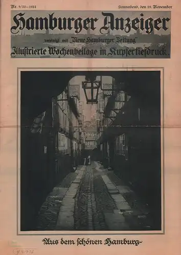 Hamburger Anzeiger, vereinigt mit "Neue Hamburger Zeitung". Illustrierte Wochenbeilage in Kupfertiefdruck. [Einzelausgabe] JG. 1924, NR. 9/22 vom 29. November (Red. Alfred Meyer). 