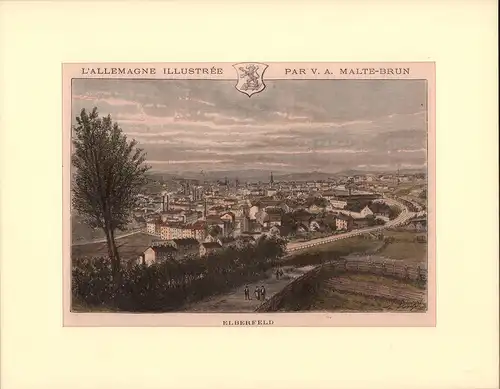 Elberfeld. Kolorierter Holzschnitt von Hubert Clerget