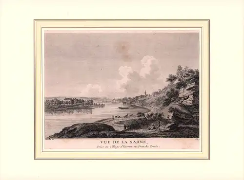 Vue de la Saone. Prise au Village d'Eureux en Franche Comté. Lallemand del. Kupferstich