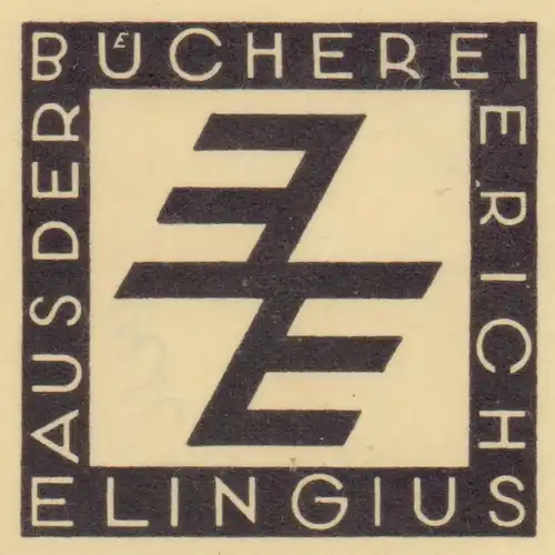 EXLIBRIS "Aus der Bücherei Erich Elingius". Monochrome Serigraphie