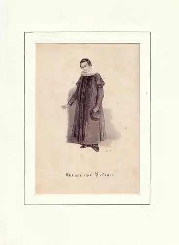 Lutherischer Prediger. Kreidelithographie von Heinrich Jessen, im Stein monogrammiert