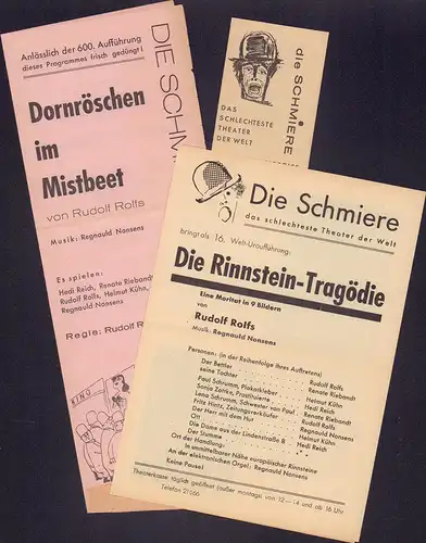 Die Schmiere, das schlechteste Theater der Welt. 2 Theaterprogramme und 1 Werbezettel]. 