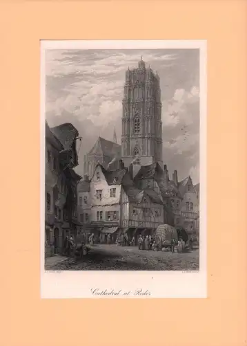 Cathedral at Rodez. Stahlstich von J. [John] J. Crew nach einer Zeichnung von L. J. Wood