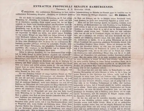 Extractus Protocolli Senatus Hamburgensis. Veneris, d. 3. Augusti 1849. 