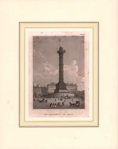 Die Juliussäule in Paris. Stahlstich