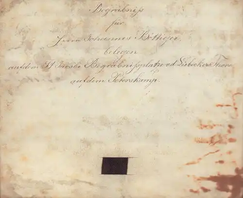 Grabbrief für Johannes Böttiger. 