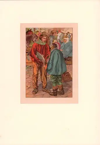 Märchenillustration. Farbige Chromolithographie