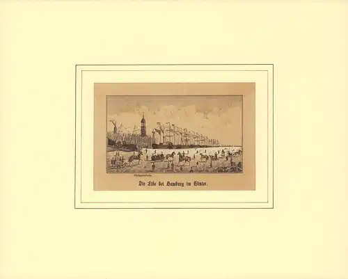 Die Elbe bei Hamburg im Winter. Zinkographie