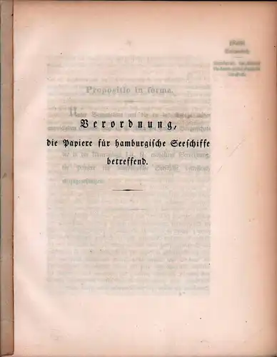 Verordnung, die Papiere für hamburgische Seeschiffe betreffend. 