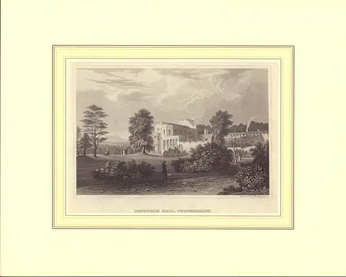 Brougham Hall, Westmorland. Stahlstich von I. G. Martini