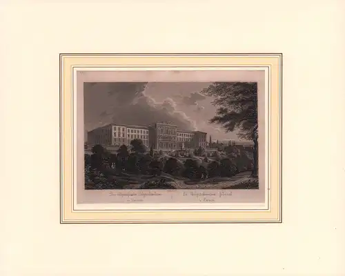 Das eidgenössische Polytechnikum in Zürich. Le Polytechnicum fédéral à Zürich. Stahlstich