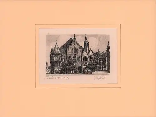Ratsherrensitz [Rothenburg ob der Tauber]. Kaltnadel-Radierung