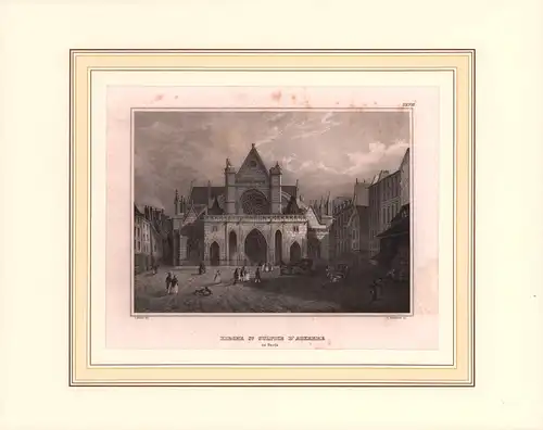 Kirche St. Sulpice d'Auxerre in Paris. Stahlstich von C. Gerstner nach einer Zeichnung von C. Reiss