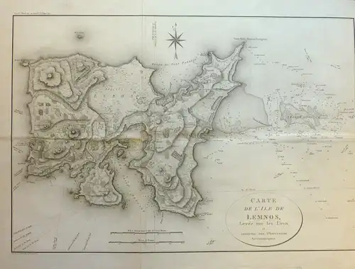 Carte de l'île se Lemnos, levée sur les lieux, et assujettie aux observations astronomiques. Kupferstich von P. F. Tardieu