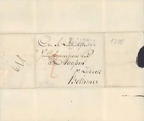 Briefhülle, handadressiert an J. Fr. H. Maaßen, Schloß Bothmer. [ohne Inhalt]. 