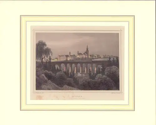 Löbau, Königreich Sachsen. Kolorierter Stahlstich von G. M. Kurz nach einer Zeichnung von L. Rohbock