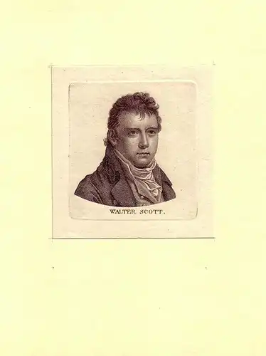 PORTRAIT Walter Scott. Schulterstück im Dreiviertelprofil. Anonymer Stahlstich, Scott, Walter