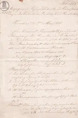 Sitzungsprotokoll Hamburger Sterbekassen und Krankenladen No. 3357. Auszug aus dem Protocoll der Commission wegen der Todtenladen, Sterbekassen und Krankenladen, Sonnabend den 9ten May 1846. 