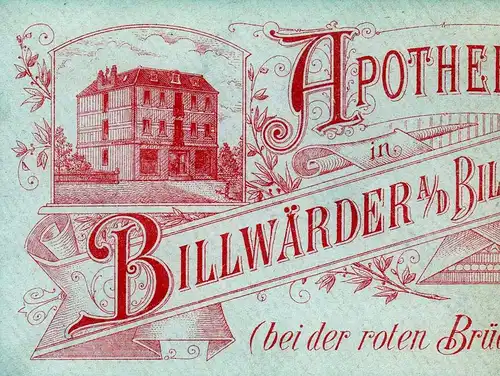 Apotheke in Billwärder an der Bille (bei der roten Brücke). (Original-Lithographie). 