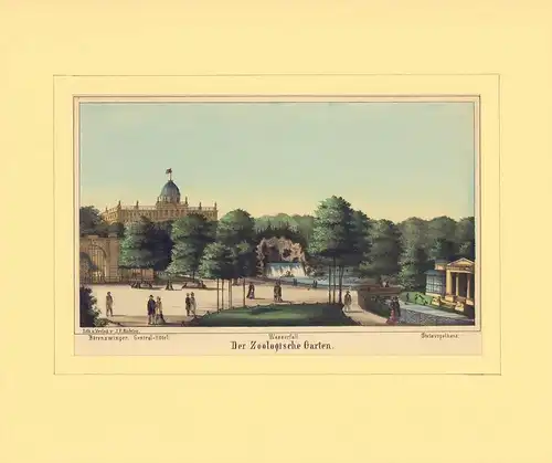 Der Zoologische Garten [in Hamburg]. Kolorierte Lithographie [von D. M. Kanning]