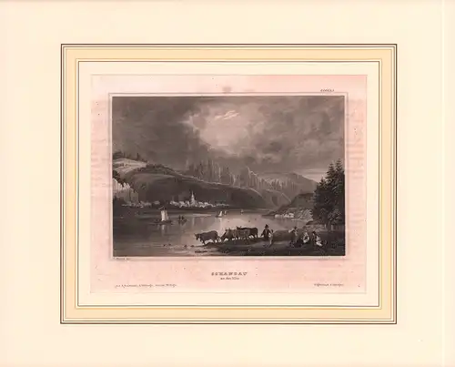 Schandau an der Elbe. Stahlstich nach einer Zeichnung von C. Reiss