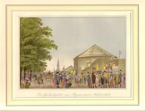 Der Spielbudenplatz am Beginn unseres Jahrhunderts. Farblithographie