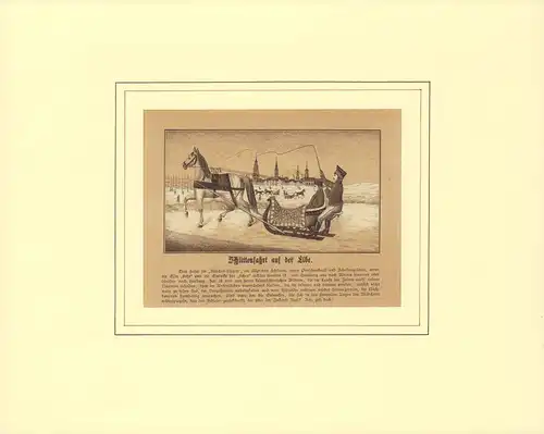 Schlittenfahrt auf der Elbe. Zinkographie