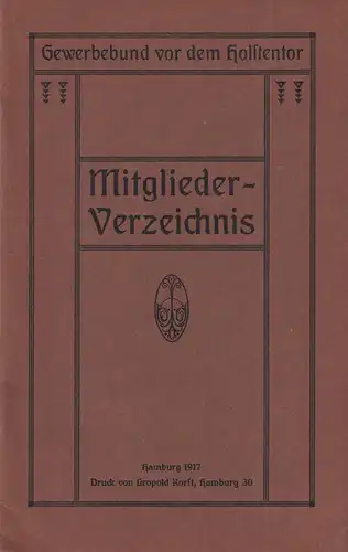 Gewerbebund vor dem Holstentor. Mitglieder-Verzeichnis 1916. 