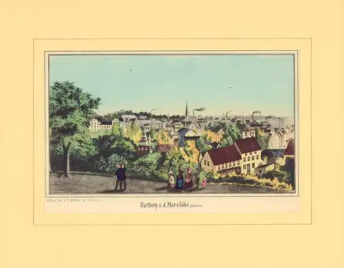 Harburg v. d. Marxhöhe gesehen. Kolorierte Kreidelithographie [von D. M. Kanning]