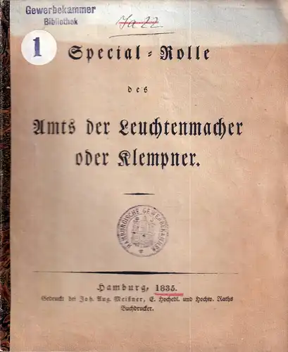 Special-Rolle des Amts der Leuchtenmacher oder Klempner. [Zunftbestimmungen]. 