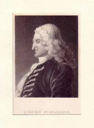 PORTRAIT Henry Fielding. Brustbild im Viertelprofil. Stahlstich nach W. Hogarth, Fielding, Henry