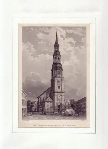 Die Catharinenkirche in Hamburg. Stahlstich von J. Gray nach C. Laeisz