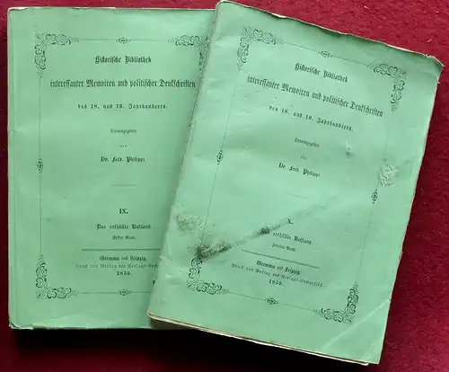 Das enthüllte Rußland, oder Kaiser Nicolaus und sein Reich. Nach dem Englischen Originalwerk "Revelations of Russia" bearb. von Adolph Heller. 2 Bde. (= komplett). (Hrsg. von Ferdinand Philippi). 