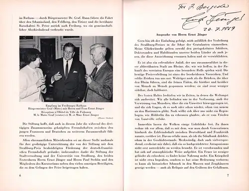Verleihung des Straßburg-Preises 1968 durch die Universität Straßburg am 28. September 1968. (Hrsg. von der) Stiftung F.V.S. zu Hamburg. 