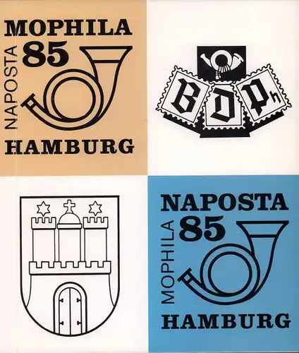 Mophila 85 / Naposta 85, Hamburg. (Ausstellungs-Katalog). (Grußworte von Klaus von Dohnanyi, Christian Schwarz-Schilling, Ladislav Dvoracek, Heinz Jaeger u. Dieter Brocks). 