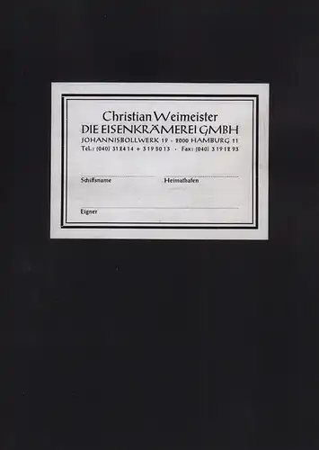 Christian Weimeister - Die Eisenkrämerei GmbH, Hamburg. Katalog Bootsausrüstung. 