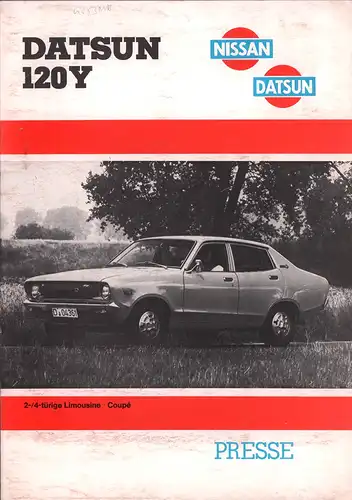 Datsun 120 Y. Nissan - Datsun. 2- / 4-türige Limousine - Coupé.  Presseinformation  PR 19. 
