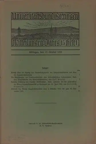 Universitätsbund Göttingen. Mitteilungen, JG. 15, HEFT 1. 