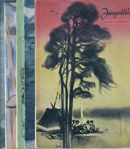 Jungenleben. Zeitschrift des Bundes Deutscher Pfadfinder. JG. 4, 1953, HEFT 8/9 und JG. 5, 1954, HEFTE 4, 5, 11 und 12 in 5 Heften. (Schriftleitung: Kajus Roller). 