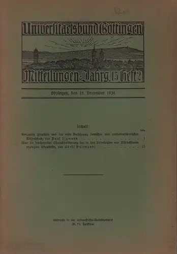 Universitätsbund Göttingen. Mitteilungen, JG. 15, HEFT 2. 