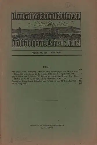 Universitätsbund Göttingen. Mitteilungen, JG. 12, HEFT 2. 